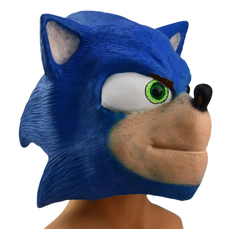 Sonic the Hedgehog anime-inspired latex mask, ideal for kids' cosplay, a fun and creative accessory for party costumes.