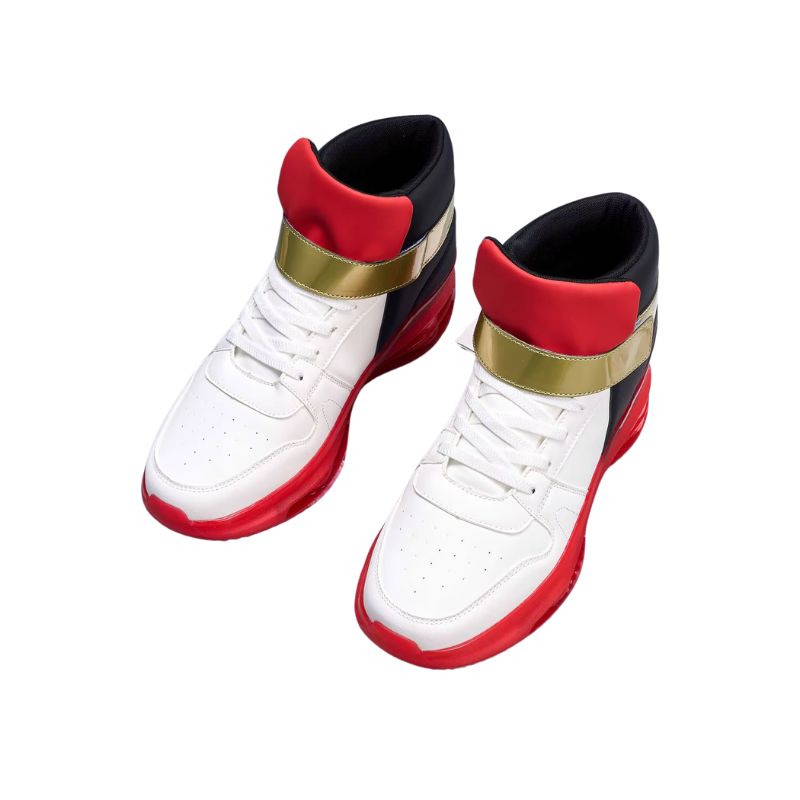 Black and red sneakers with silver highlights, inspired by Shadow the Hedgehog. The bold design reflects the character's fast-paced and edgy nature, perfect for fans of the iconic anti-hero.