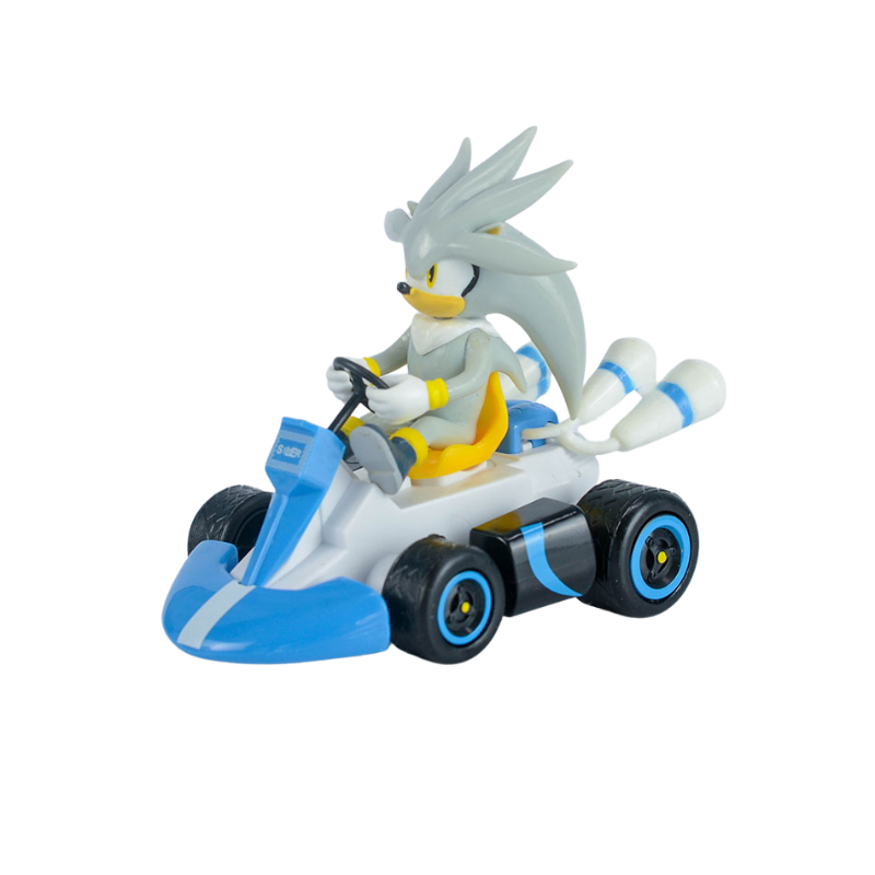 A detailed figurine of Silver Sonic, showcasing the iconic robotic version of Sonic. Perfect for fans and collectors who want to add this unique villain to their collection.