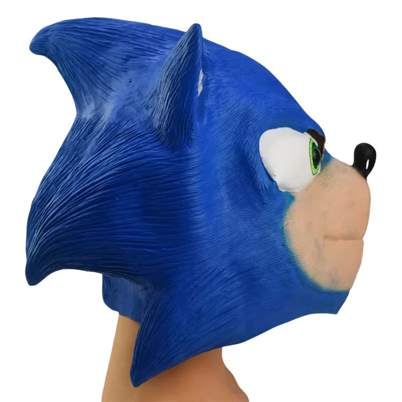 Sonic the Hedgehog cartoon-inspired latex mask for kids, perfect for cosplay, parties, and costume events, fun and creative headgear.