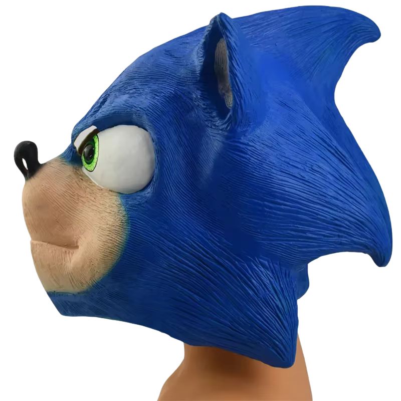 Sonic the Hedgehog latex mask, perfect for anime cosplay, kawaii headgear for kids, ideal for carnival, parties, and costume events.