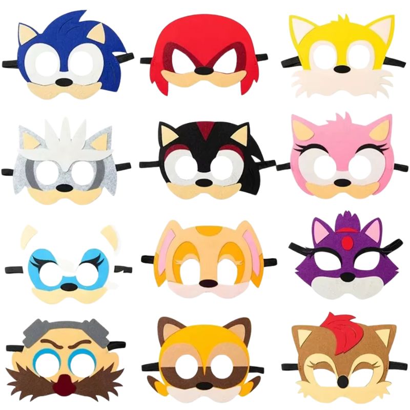 Sonic The Hedgehog & Friends kids cosplay mask – featuring Sonic, Tails, Knuckles, and Amy, perfect for Halloween, parties, and cosplay events.