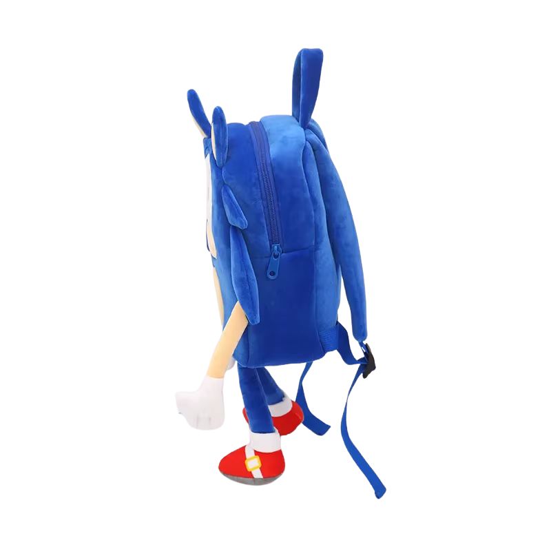 Cute and functional Sonic plush backpack for children, offering a soft design and enough space to carry books, toys, and more.