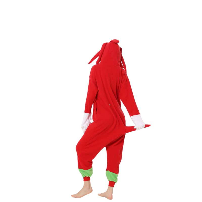 Cozy Knuckles onesie featuring his iconic red color and detailed character features.