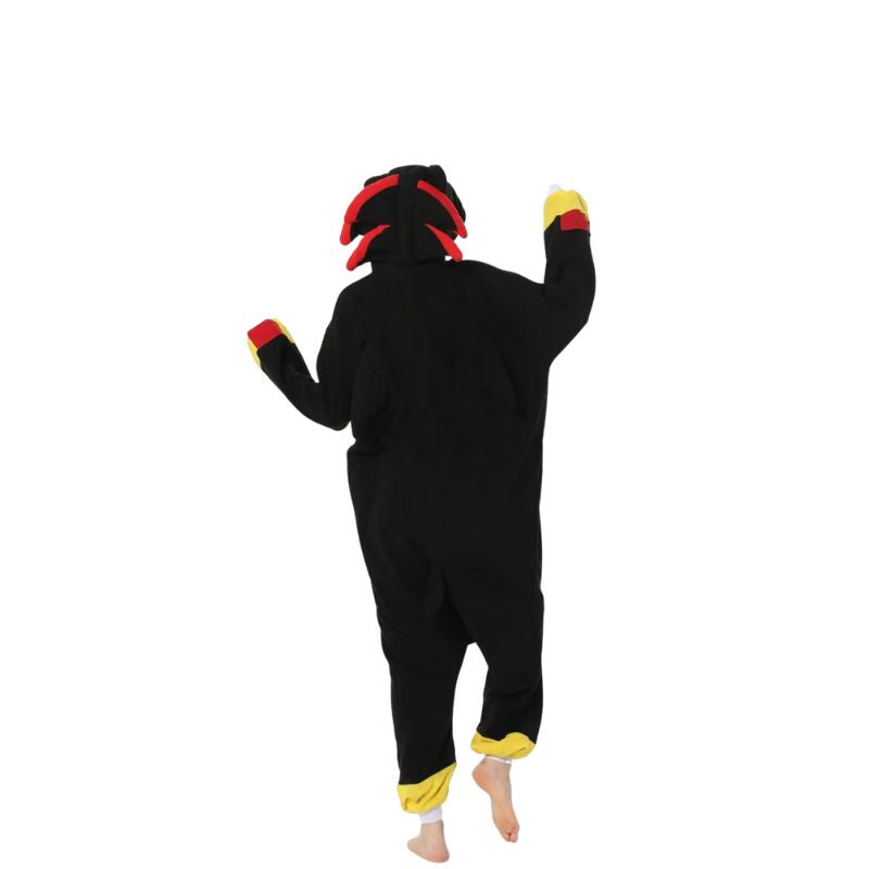 Cozy Shadow onesie featuring his signature colors and character hood, ideal for comfort and style.