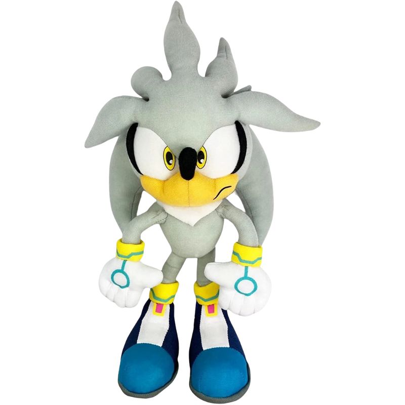 Silver Sonic the Hedgehog plush with his sleek silver design, perfect for fans of the futuristic hero.