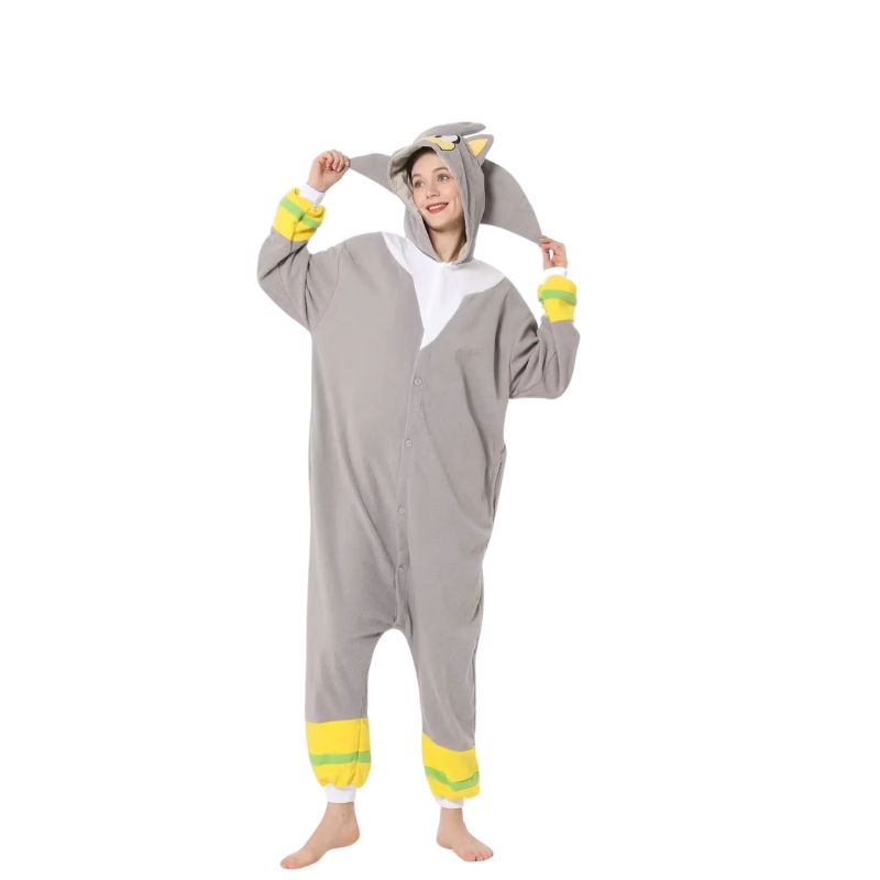 Silver the Hedgehog onesie featuring a sleek silver design and character hood, perfect for fans of the psychic hedgehog.