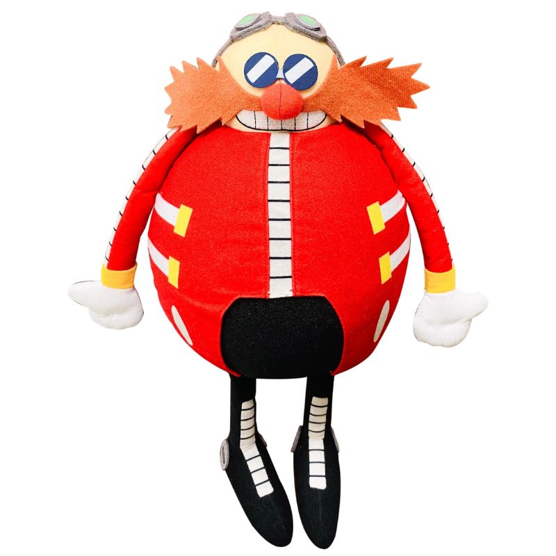 Plush Dr. Eggman, the brilliant and evil villain from the Sonic universe, with his red outfit and mustache.