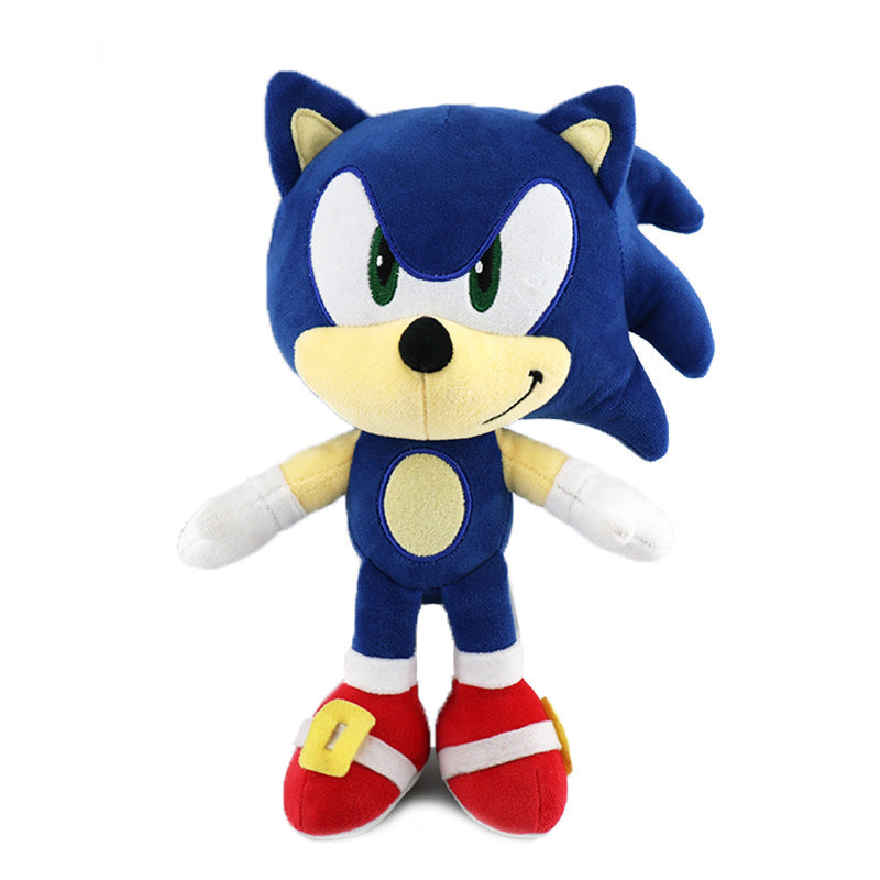 Plush Sonic the Hedgehog featuring a soft, cuddly design with the iconic blue color and character details.