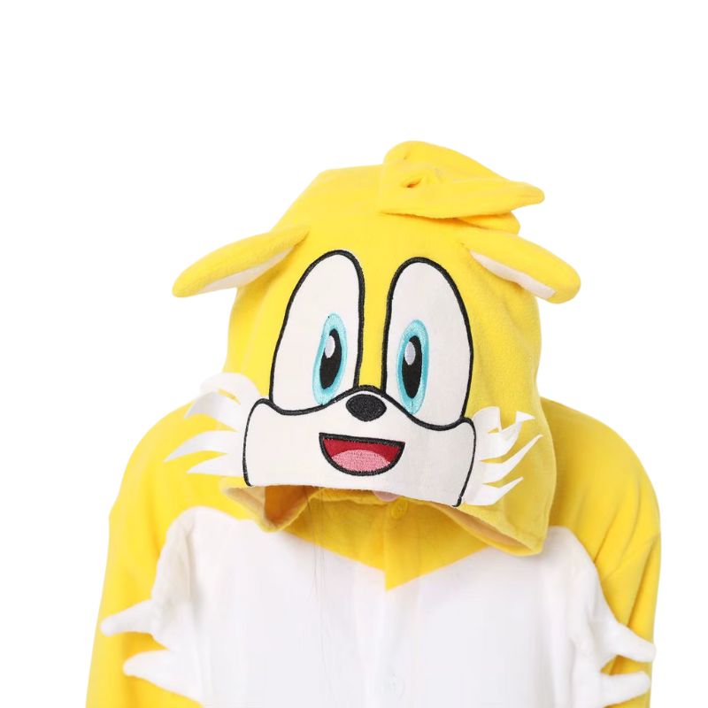 Yellow Tails pajamas onesie with iconic character details, great for Sonic enthusiasts and collectors.