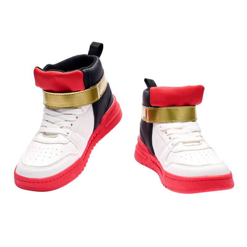 Shadow shoes Red athletic shoes with Sonic the Hedgehog branding and vibrant color details.