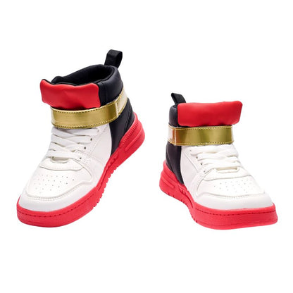 Shadow shoes Red athletic shoes with Sonic the Hedgehog branding and vibrant color details.