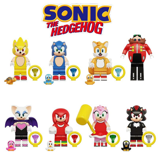 Complete Q-version Sonic 3 character toy set with Sonic, Shadow, and Tails figure dolls, assembling toy set for kids, perfect for anime fans and birthday gifts.

