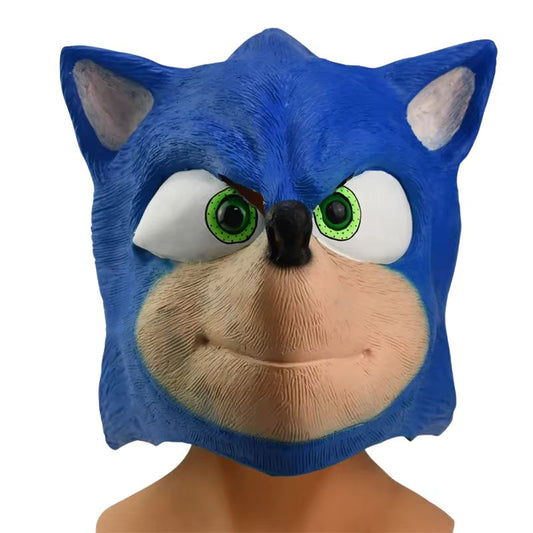 Sonic the Hedgehog latex mask, perfect for anime cosplay, kawaii headgear for kids, ideal for carnival, parties, and costume events.

