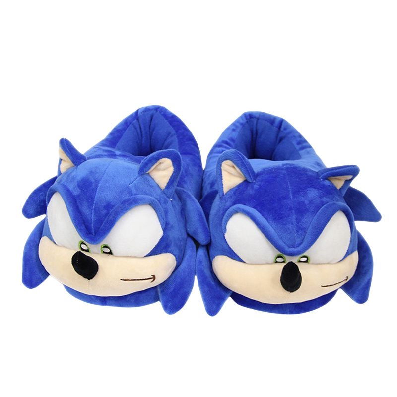 Cute Sonic the Hedgehog cartoon slippers for men and women, perfect for indoor comfort and warmth during winter. Ideal as a gift for kids and fans of Sonic.