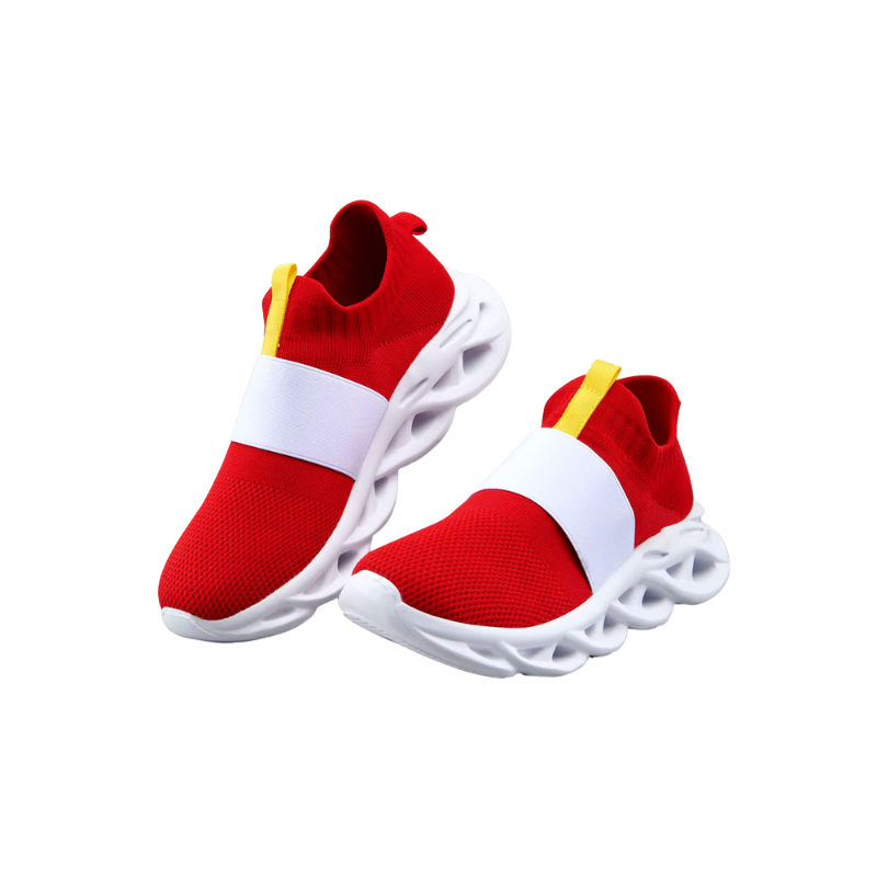 Sonic Dash Sport Shoes for men and kids, with a red Sonic-inspired design, providing lightweight support and sleek style for active adventurers.

