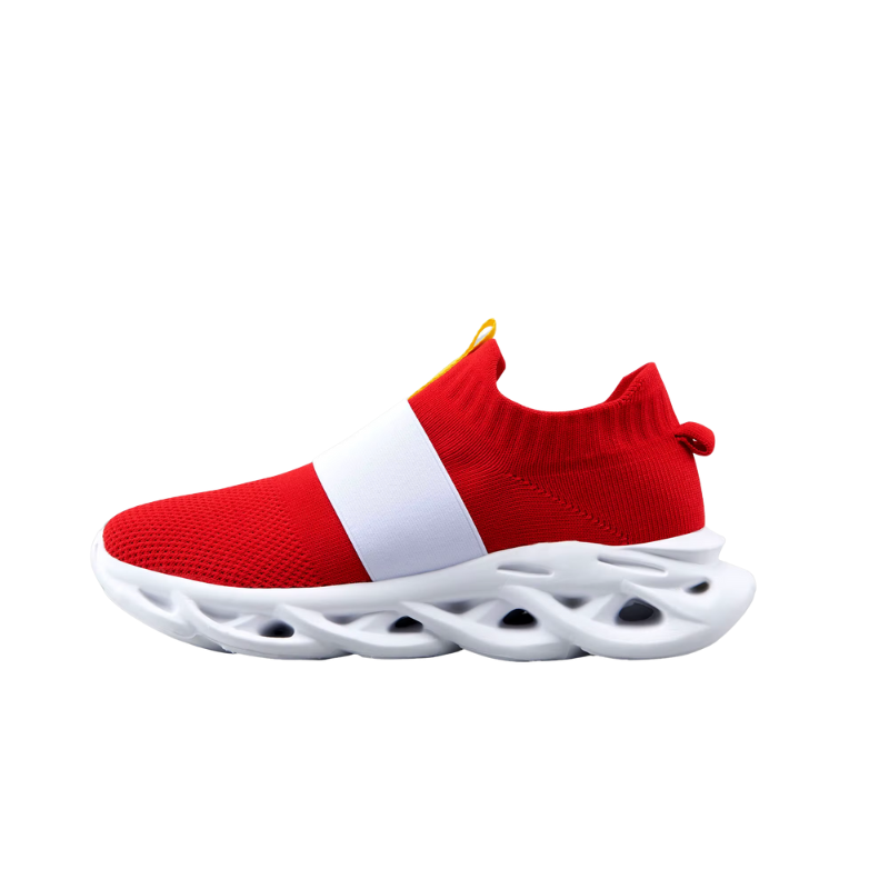 Sonic Horizon Sneakers in vibrant red, designed for both men and kids, featuring a stylish, fast-paced look with the Sonic the Hedgehog signature details for all-day comfort.